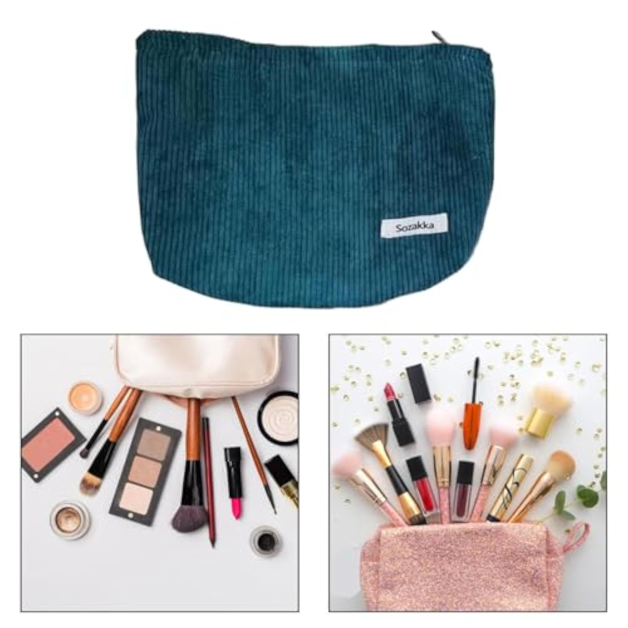 Corduroy Cosmetic Bag, Large Capacity for Makeup